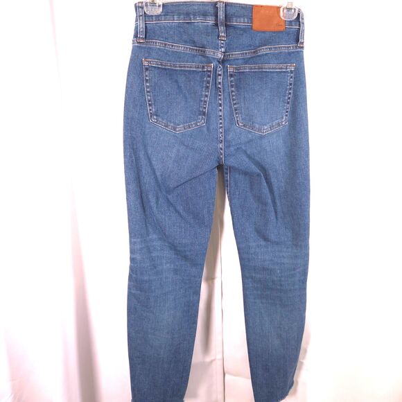 J.Crew Women's 24 Blue Denim Vintage Straight Button Fly Frayed Hem Ankle Jeans - Picture 3 of 10